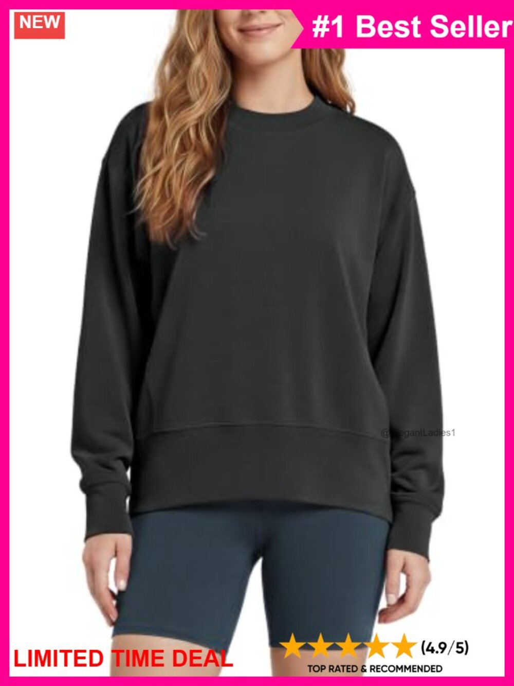 Modal Soft Long Sleeve Oversized Sweatshirt High Crewneck Relaxed Pullover